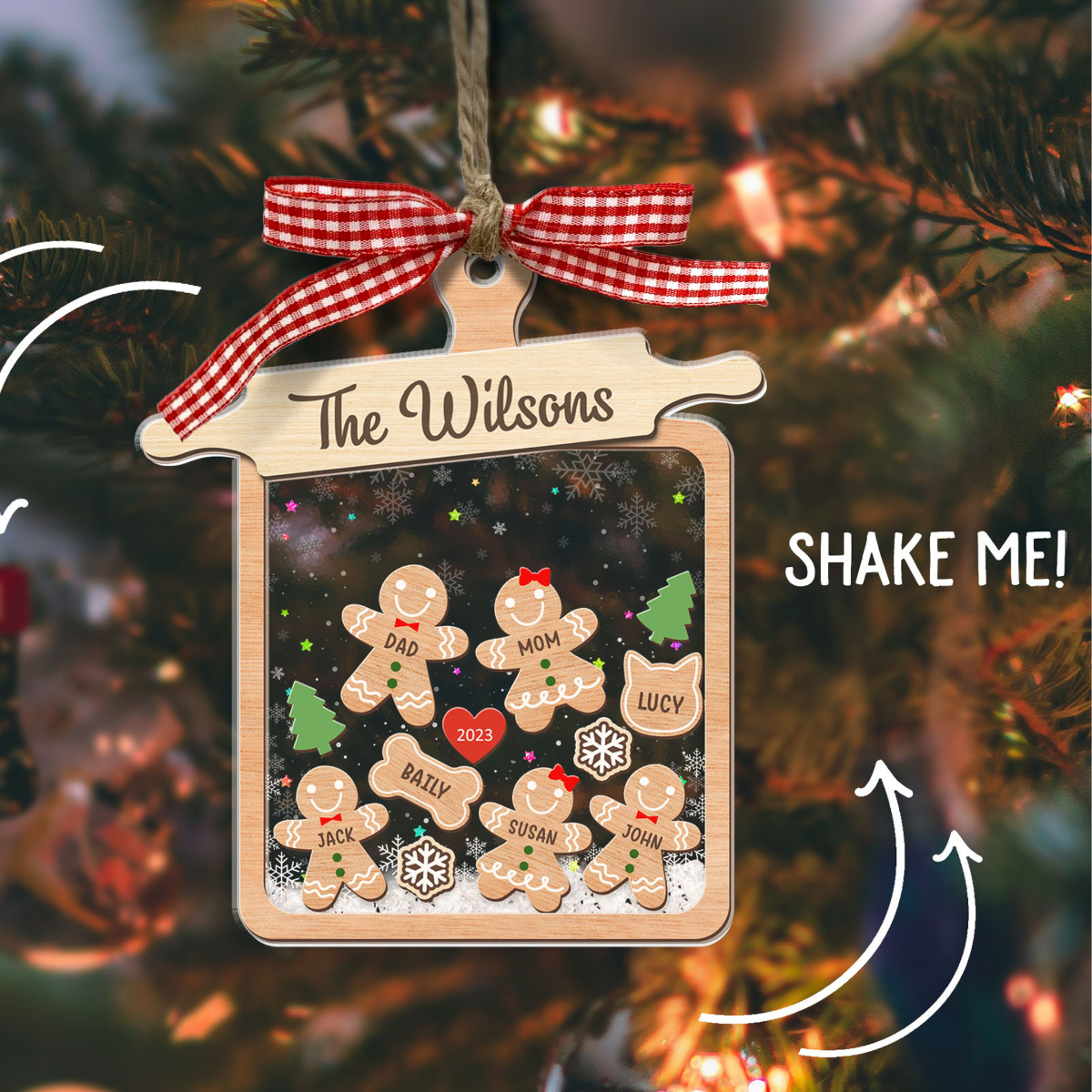 Christmas Gingerbread Family - Personalized 4D Shaker Ornament - Christmas Gift For Family