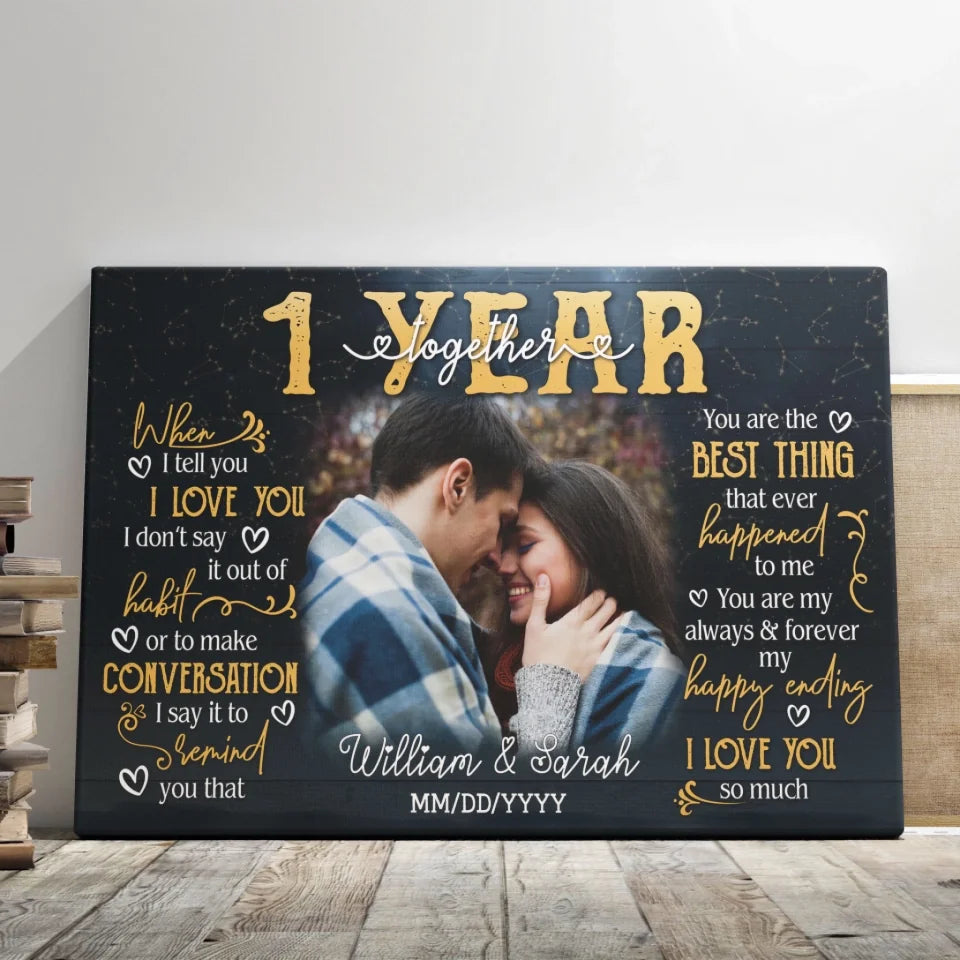 When I Tell You I Love You, 1st Anniversary Gift, Personalized Photo Canvas Prints, Gifts For Couples