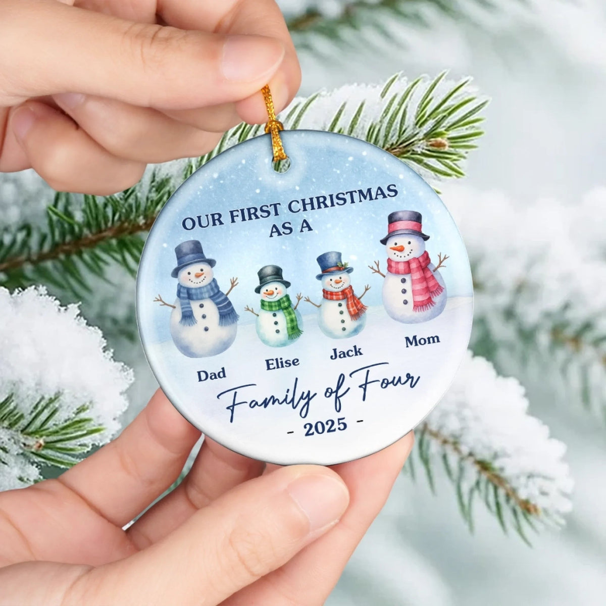 Our First Christmas Snowman Family - Personalized Ornament - Gift For Family, Christmas Gift