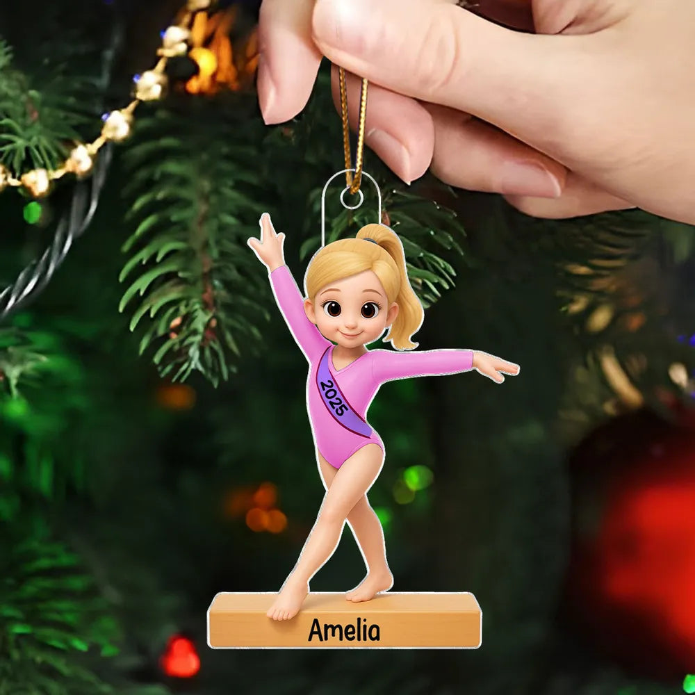 3D Effect Gymnastic Girl - Personalized Acrylic Ornament - Christmas Gift For Kid Girl