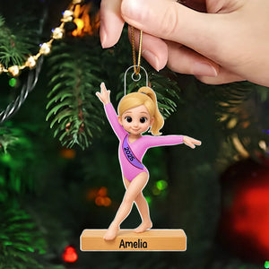 3D Effect Gymnastic Girl - Personalized Acrylic Ornament - Christmas Gift For Kid Girl