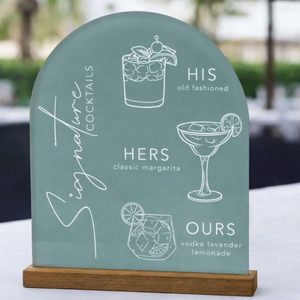 Our Favorite Drink Acrylic Plaque, Personalized Acrylic Signature Cocktail Wedding Bar Sign, Wedding Decor