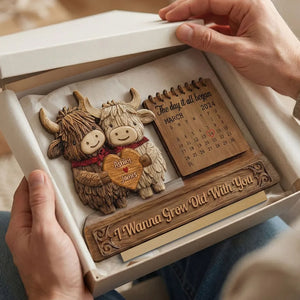 3D Effect Couple Animals Gnome Anniversary Date Calendar - Personalized Wooden Plaque - Anniversary Gift For Couple