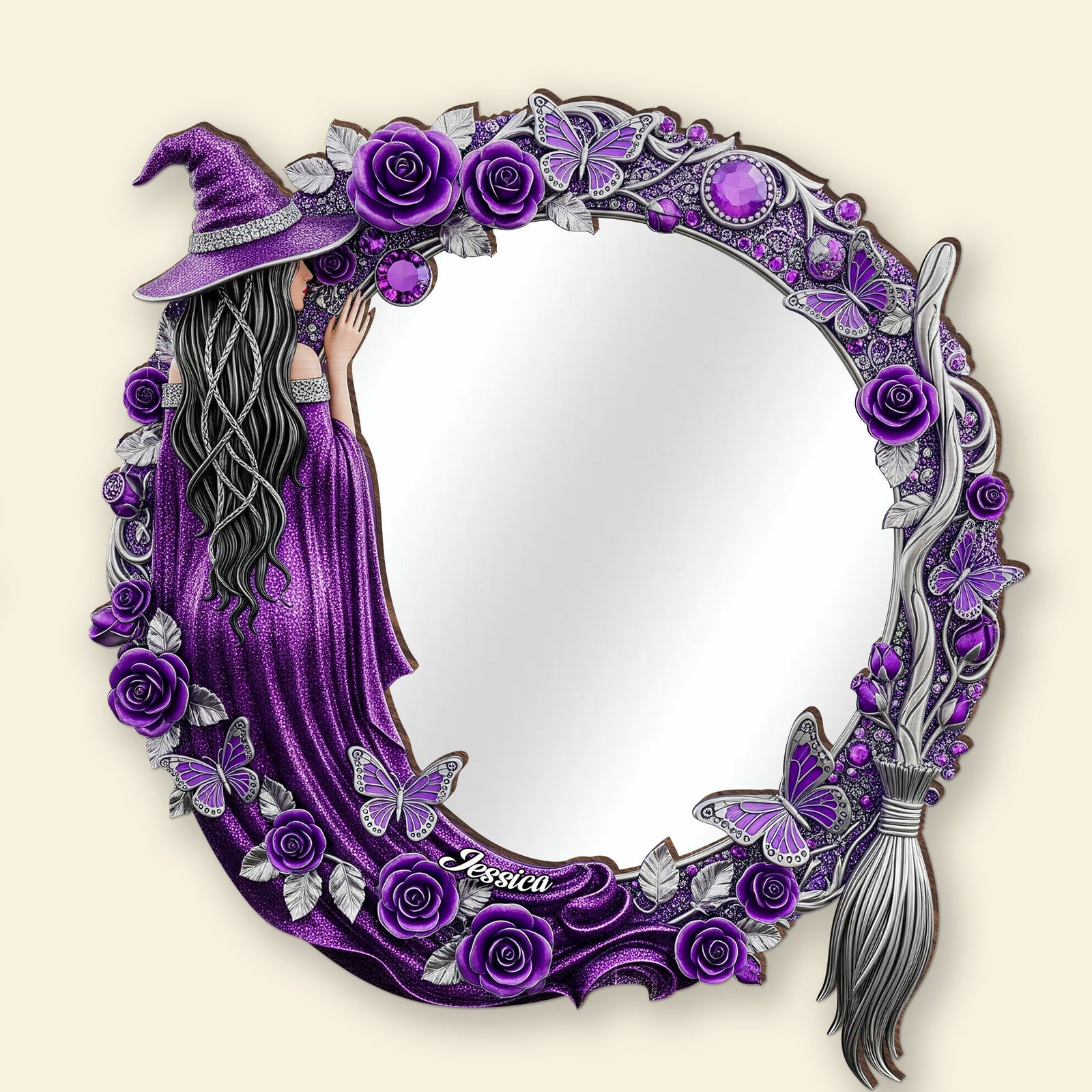 Quirky Witch - Personalized Shaped Mirror - Gifts For Witch Lovers, Halloween Gift