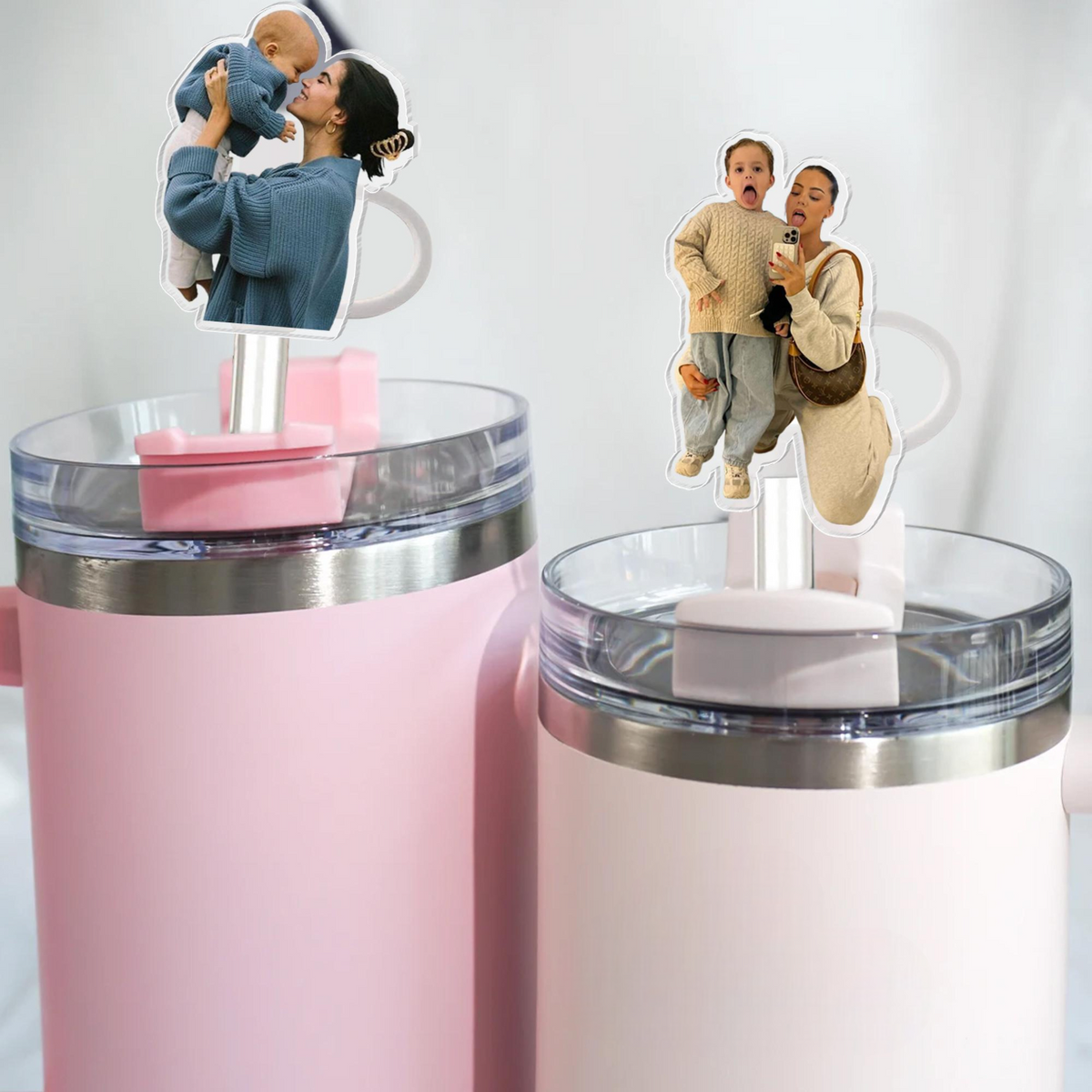 Personalized Photo Gift For Mom, Custom Straw Topper With Photo, Mom And Kids Photo Cup Straw Cover, Gift For Mother