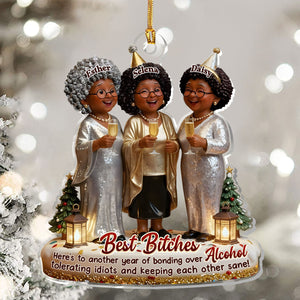 Funny Best Friends Party Women - Personalized Acrylic Ornament - Christmas Gift For Sisters, Besties