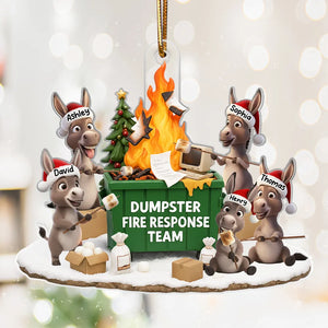 Funny Donkey Dumpster on Fire Response Team - Personalized Acrylic Ornament - Funny Holiday Gift for Coworkers
