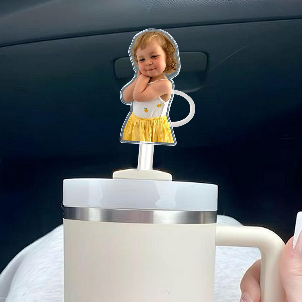 Personalized Gift For Mom Grandma, Custom Kids Photo Straw Topper, Cup Straw Cover, Gift For Grandma, Nana