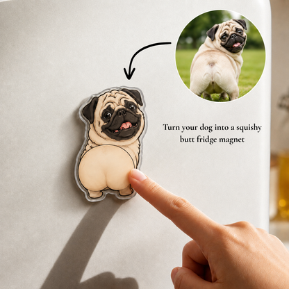 Personalized Dog Squishy Butt Fridge Magnet, Custom Pet's Photo Squeeze Magnet, Stress Relief Toy, Dog Lover Gift