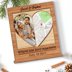Where Our Love Was Born - Personalized Wooden Plaque - Valentine's Gift For Couple