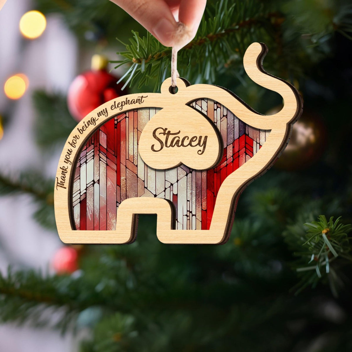 Elephant Friendship Suncatcher Ornament, Friend Ornament, Bestie Ornament, Personalized Best Friend Ornament, Friendship Thank You Gift