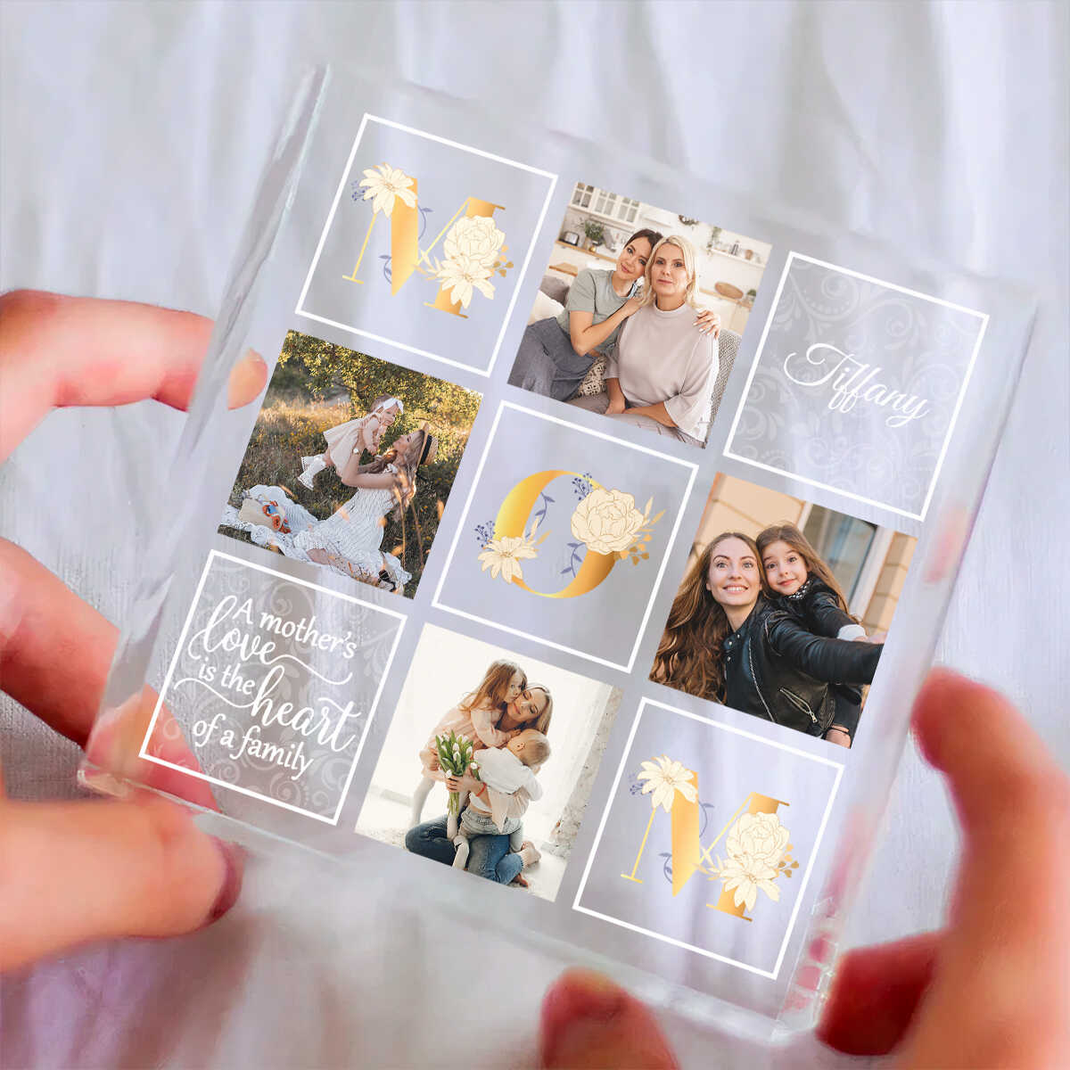 A Mother's Love Is The Heart Of A Family - Personalized Acrylic Plaque - Gift For Mom, Mother's Day, Birthday Gift