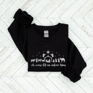 Let Us Adore Him Embroidered Sweatshirt