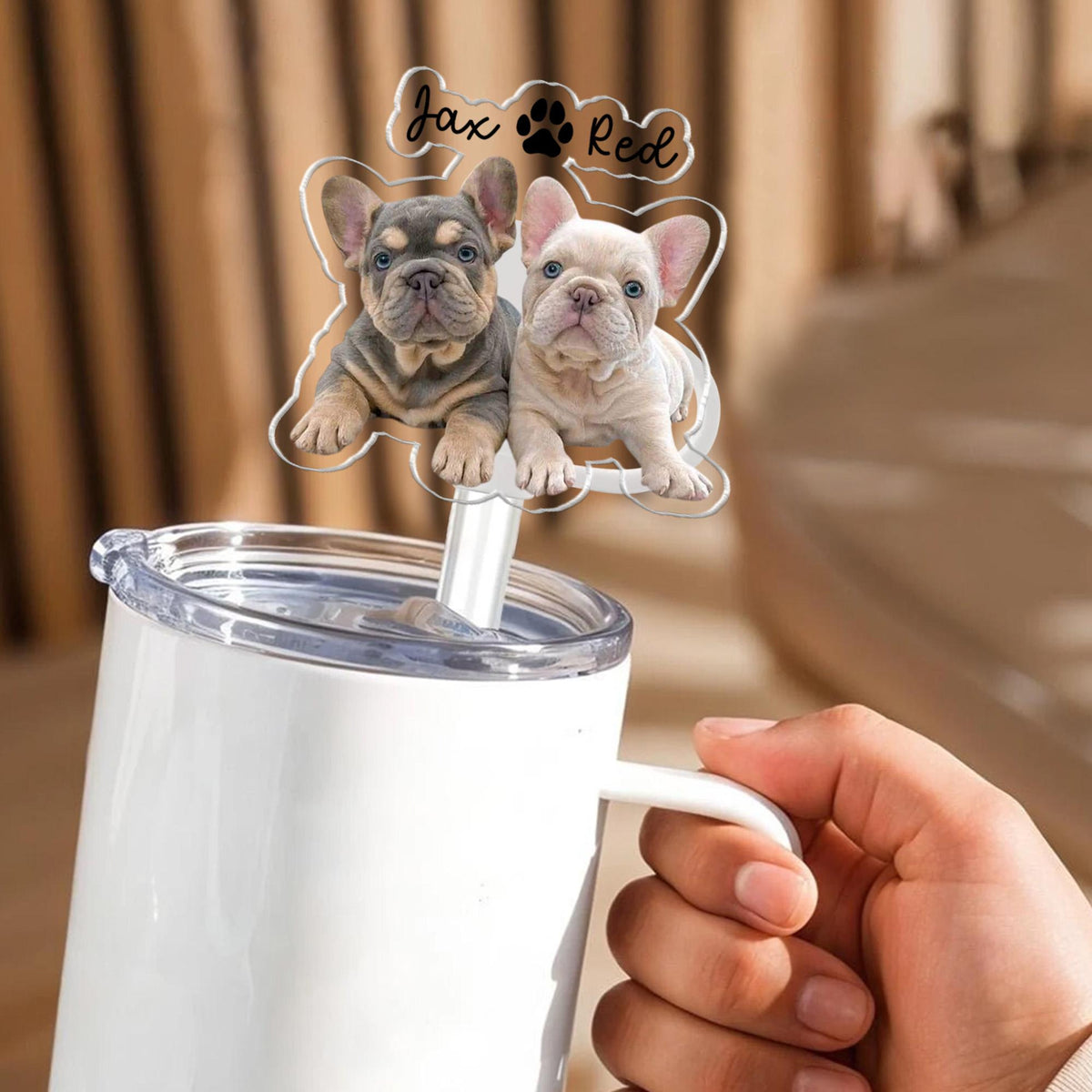 Personalized Gift For Dog Mom, Custom Topper Straw Topper With Photo, Custom Dog Photo Cup Straw Cover, Dog Mom Gifts