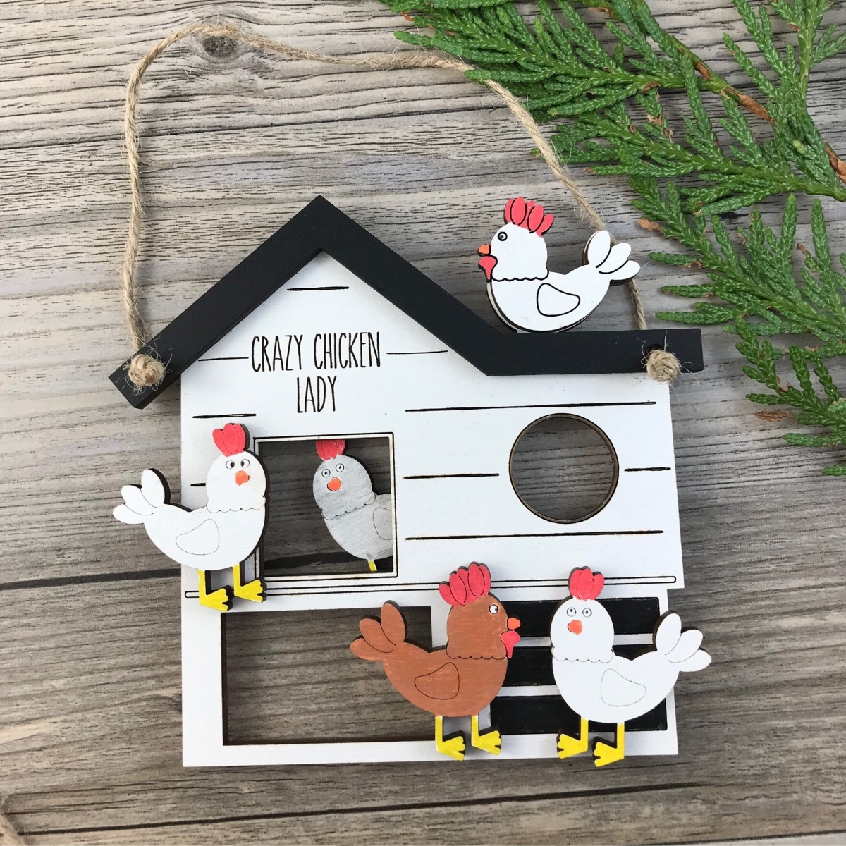 Chicken Coop Crazy Chicken Lady - Personalized Shaped Ornament - Christmas Farmhouse Gift