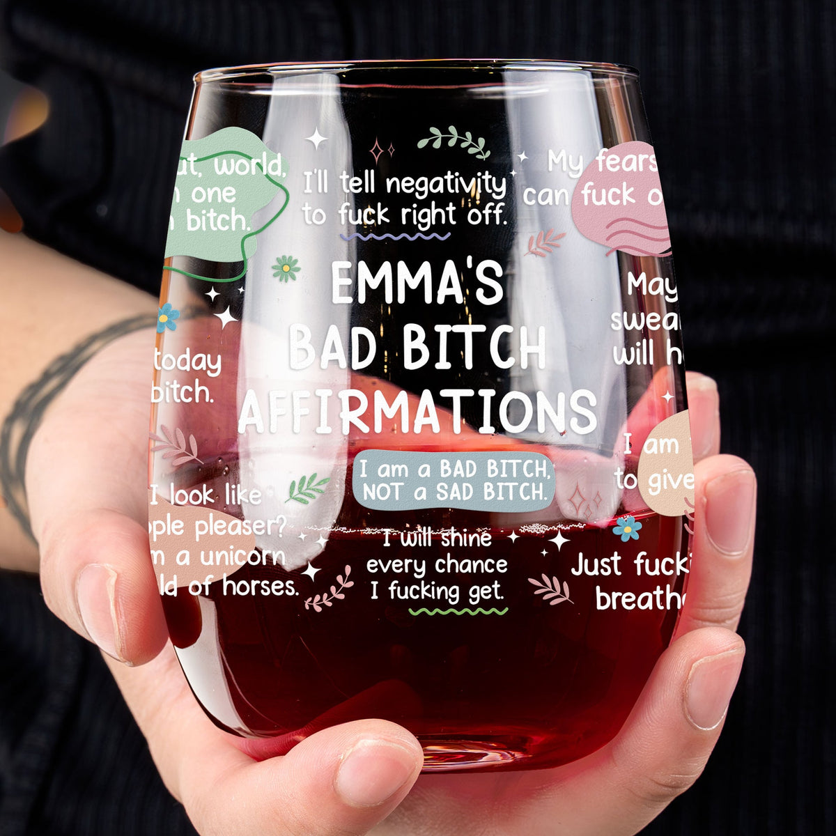 Daily Reminder - Personalized Wine Glass - Funny Gifts For Coworkers, Friends, Self Gift