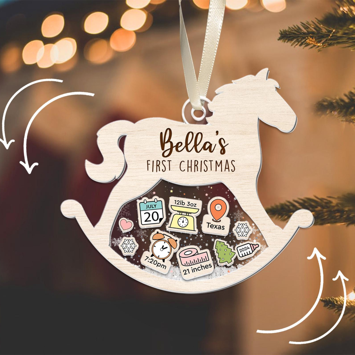 Custom Baby's 1st Christmas - Personalized 4D Shaker Ornament - Christmas Gift For Baby & Family