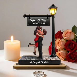 Lamp Post 3D Kissing Couple - Personalized Wooden Plaque - Heartfelt Gift For Couple