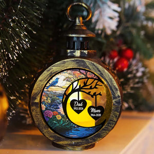 In Loving Memories Of Mom & Dad - Personalized Lantern LED Flameless Candle - Memorial Christmas Gift For Family