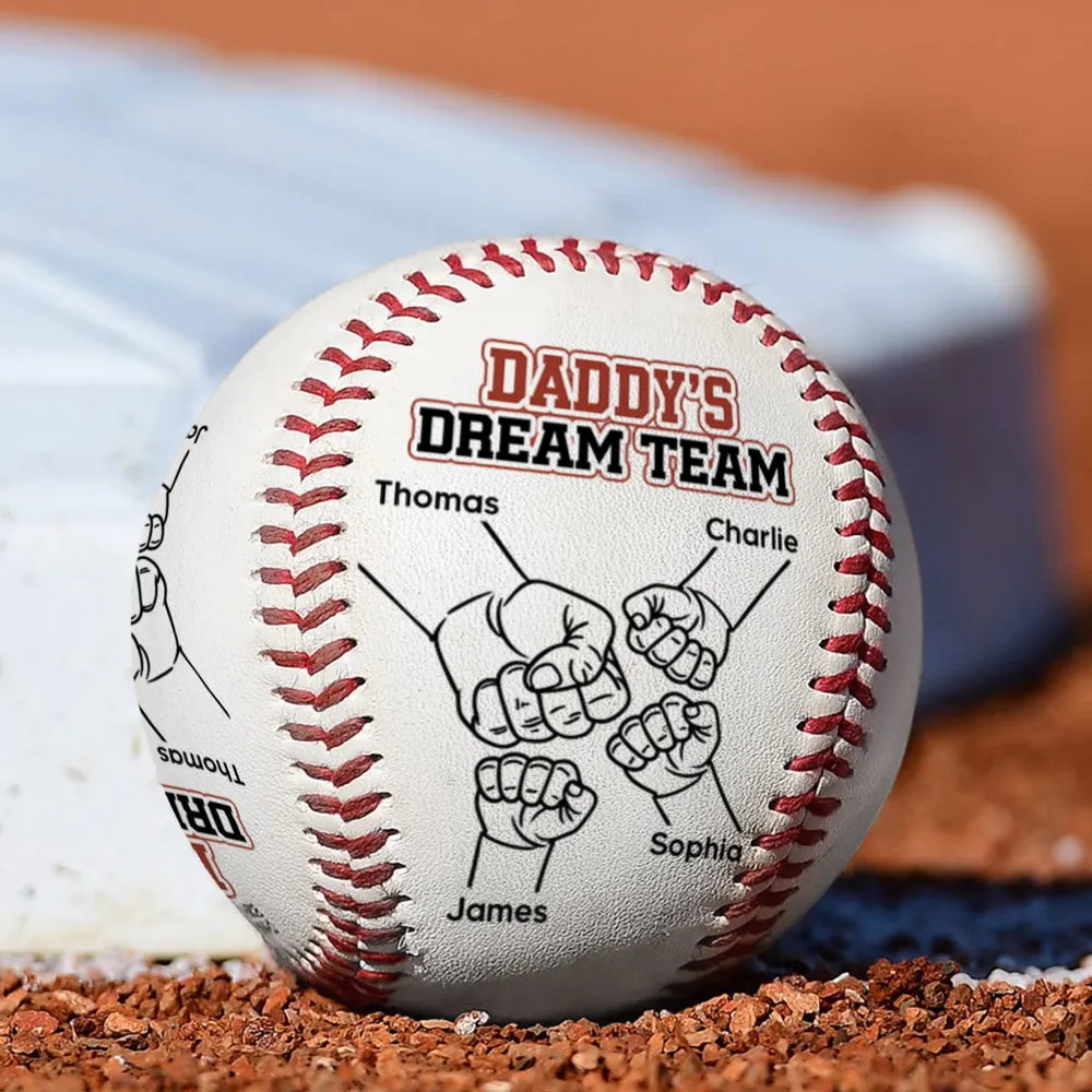 Daddy's Dream Team - Custom Baseball - Gift For Daddy Papa, Father's Day, Birthday Gift