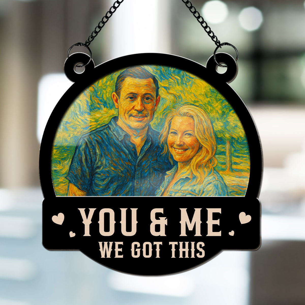 You & Me We Got This Modern Art Style Custom Photo - Personalized Suncatcher Ornament - Gift For Couple