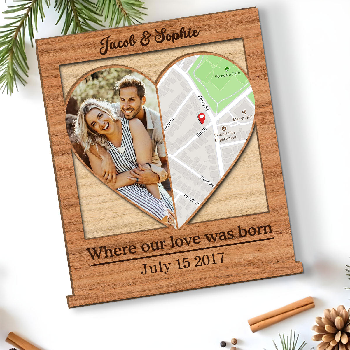 Where Our Love Was Born - Personalized Wooden Plaque With Flat Base - Anniversary Gift, Valentine's Day Gift For Couple