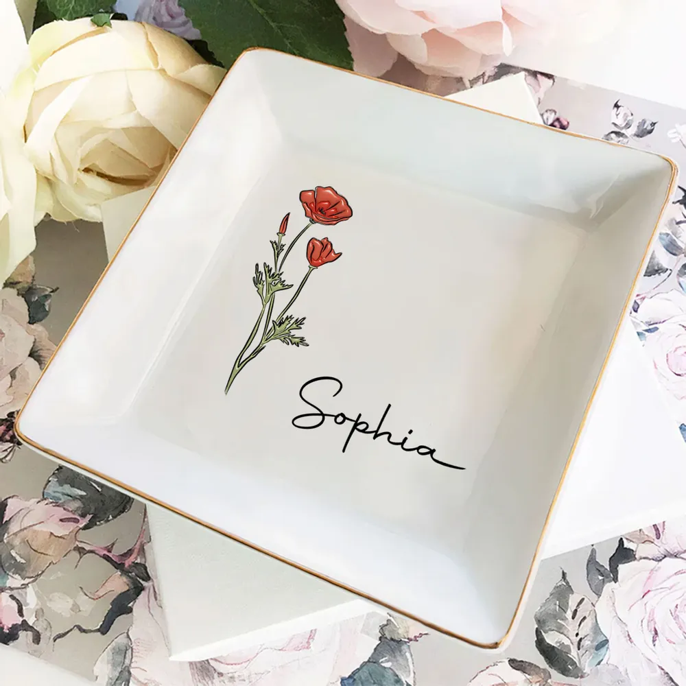 Friends Are Flowers That Never Fade - Personalized 3D Inflated Effect Jewelry Dish - Gift For Bestie