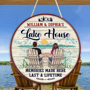 Lake House Couple Memories Made Here Last A Life Time - Personalized Wood Sign - Gift For Couple