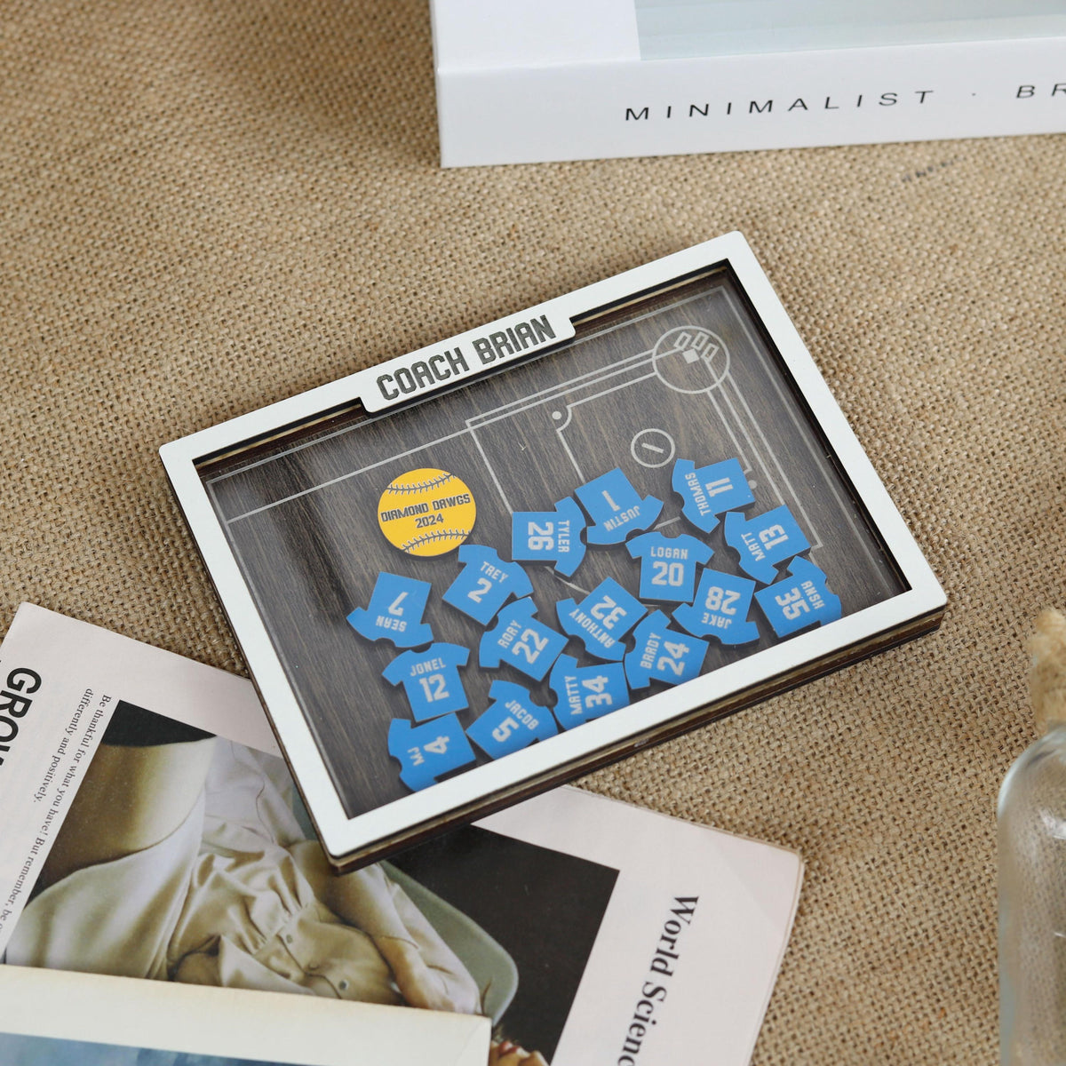 Softball Fridge Magnetic Frame, Personalized Softball Jersey Shaker, Softball Senior Keepsake, Magnet Sport Mini Shaker for Coach, Manager