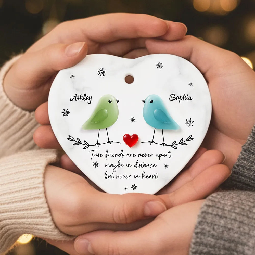 True Friends Are Never Apart Sea Glass Birds - Personalized Ornament - Christmas Gift for Friends, Besties