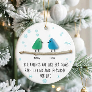 Friendship Sea Glass Pattern Birds - Personalized Ornament - Unique Christmas Gift for Best Friends