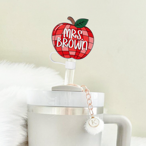 Teacher Straw Topper for Cup, Personalized Teacher Gifts, Custom Teacher Straw Cover, Gift For Teacher