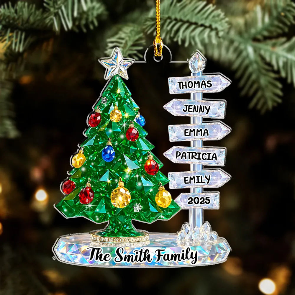 Family Wonder Glass Effect Christmas Tree - Personalized Acrylic Ornament - Christmas Gift For Family