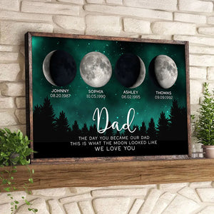 This Is What The Moon Looked Like The Day You Became Dad Grandpa Custom Birth Moon Phase - Personalized Canvas - Gift For Dad, Grandpa, Father's Day, Birthday Gift