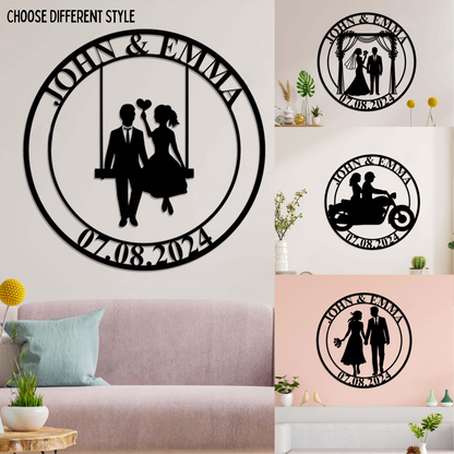 Personalized Wedding Metal Sign, Custom Couple Name Sign, Anniversary Gift, Wedding Date Sign, Newlywed Gift, Bridal Shower Gift,Couple Sign