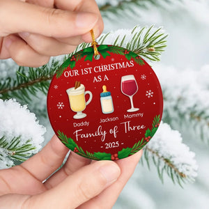 Our First Christmas As A Family Drink - Personalized Ornament - Christmas Gift For Family