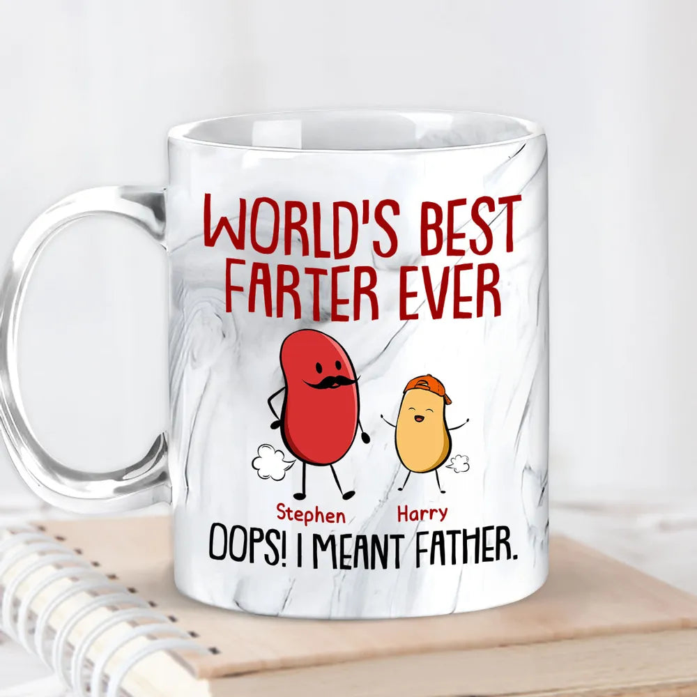 World's Best Father Ever - Personalized Marble Mug - Gift For Dad, Papa, Father's Day Gift