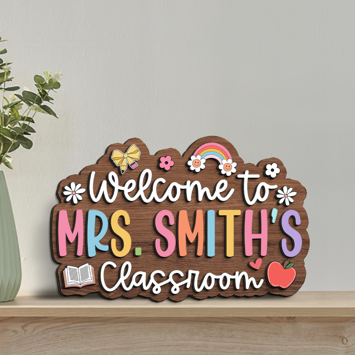 Custom Teacher Gifts, Personalized Teacher Wooden Sign, Teacher Appreciation Gifts, Classroom Welcome Sign, Teacher Door Hanger, Class Decor