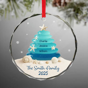 Sea Glass Christmas Tree - Personalized Crystal Ornament - Heartwarming Festive Christmas Decor, Gift For Family