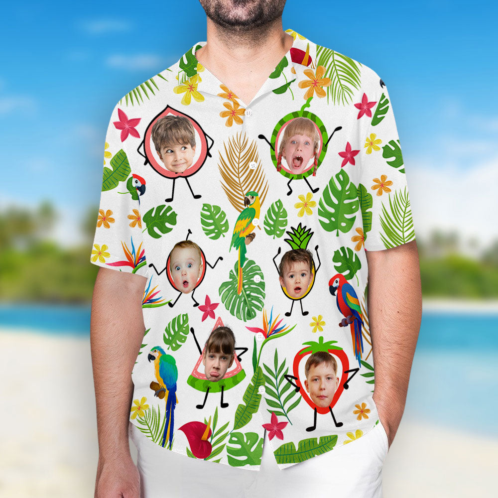 Tropical Fruit Piece Custom Kid's Face - Personalized Hawaiian Shirt - Gift For Dad, Papa, Father's Day, Birthday Gift