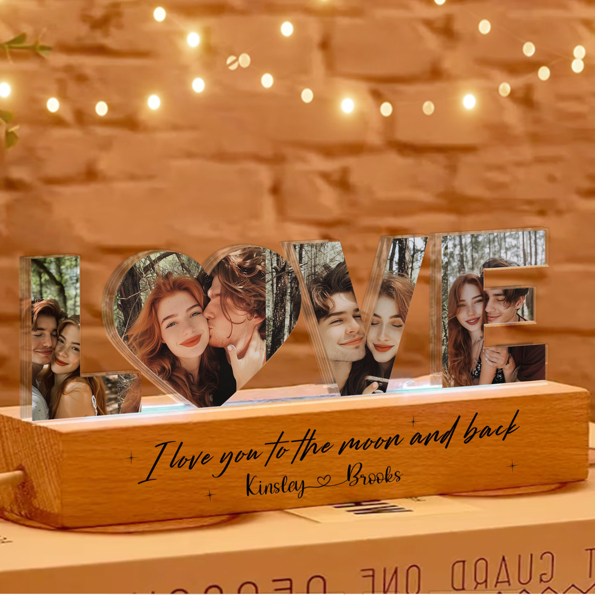 Personalized Couple Photo Collage Night Light, Custom Wedding Photo Gift, Anniversary Gift, Gift for Couple, Gift for Girlfriend Boyfriend