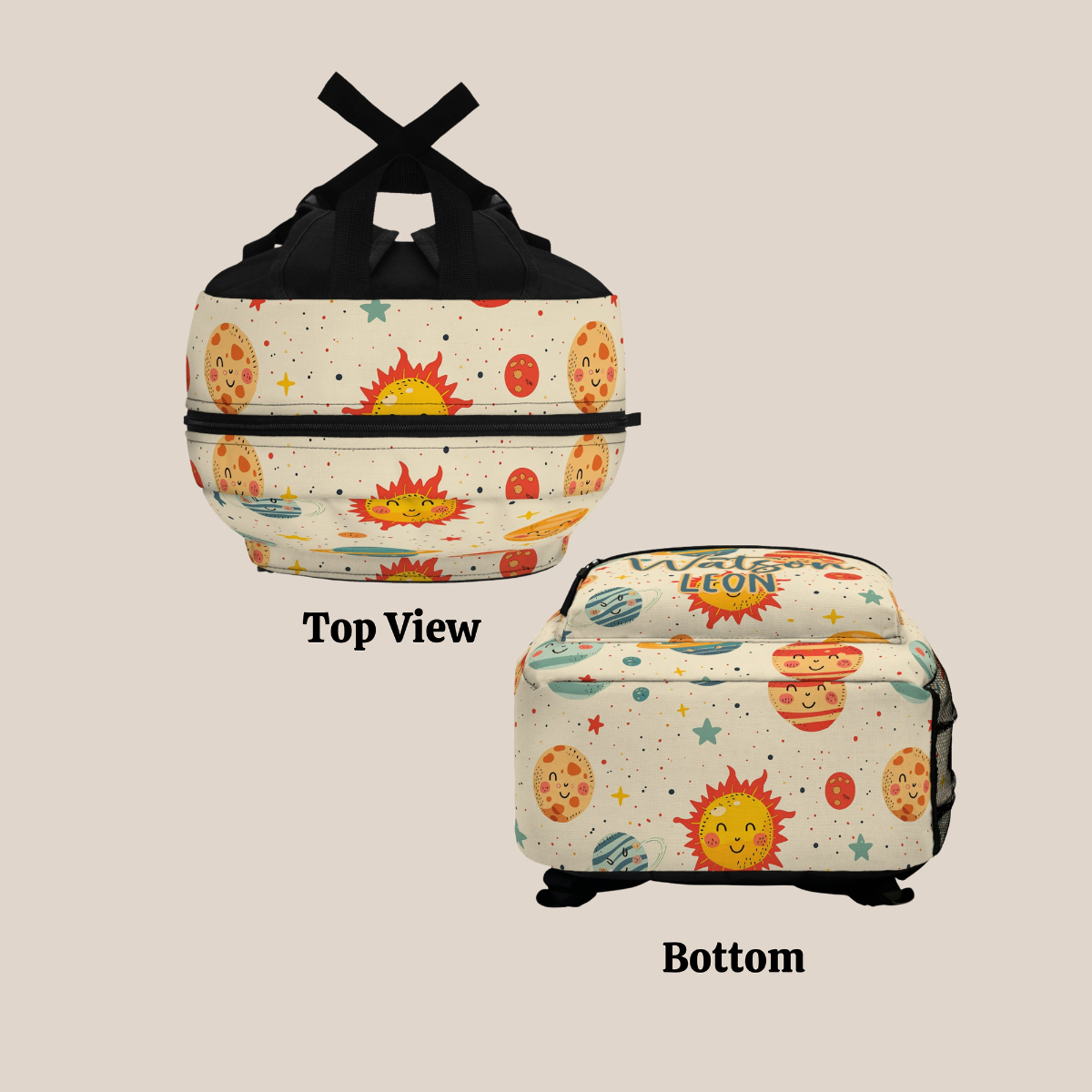 Personalized Smiley Face Space Backpack, Back To School Bookbag, Kids Birthday Gift