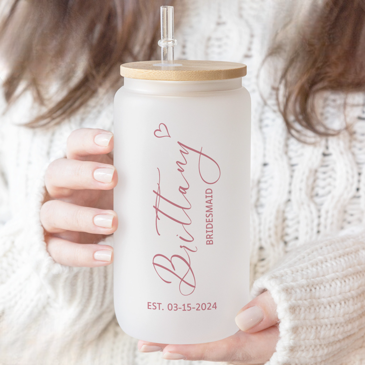 Bride Frosted Glass Tumbler Bride to Be, Personalized Mrs Can Glass, Gift For Bride, Iced Coffee Cup, Future Mrs Custom Cup