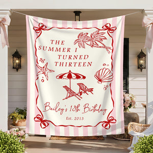 The Summer I Turned Birthday Banner, ANY AGE Custom Birthday Photo Backdrop, The Summer I Turned Party, Coastal Birthday Party Decorations