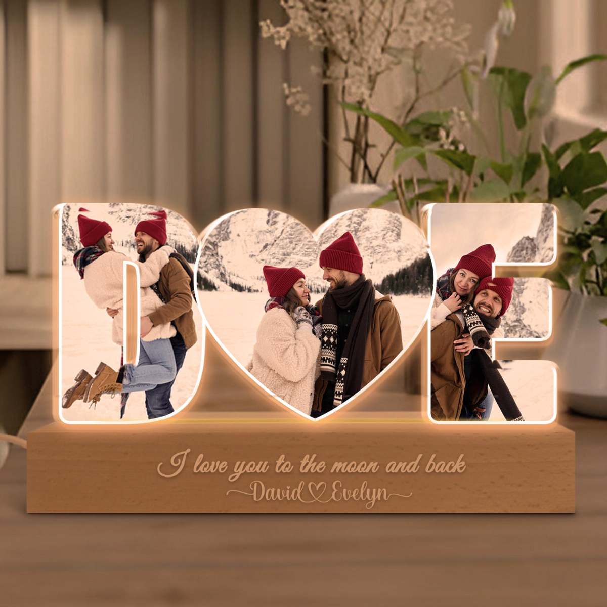 Personalized Couple Photos Collage Night Light, Valentines Day Gift for Boyfriend Girlfriend, Wedding Photo Gift, Couple Anniversary Gift