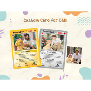 Father's Day Anime Card Personalized, Custom Photo Trading Anime Card, Fathers Day Gift for Game Dad, Card Gifts from Kids, New Dad Gifts