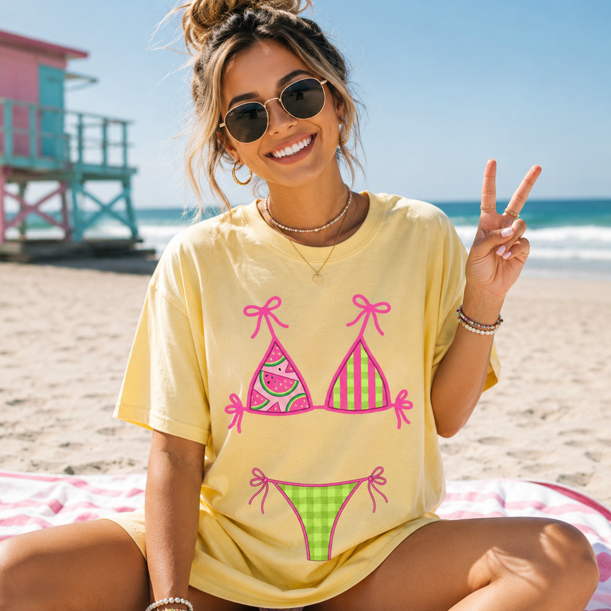 Comfort Colors Bikini Shirt Summer Swimsuit Graphic Tee Beach Girls Trip Vacation Group TShirt Coastal Bachelorette Party Matching Outfit