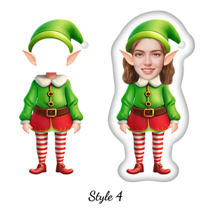 Custom Face Elf Christmas Pillow, Personalized Shape Pillow, Christmas Gift For Family