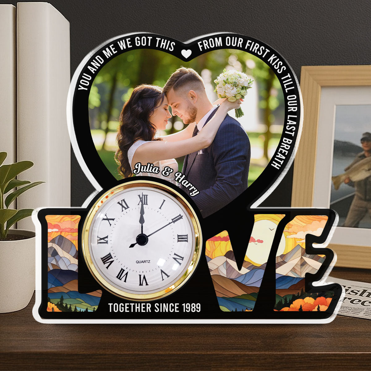 We Got This Untill Our Last Breath - Personalized Acrylic Desk Clock - Valentine's Day Gift For Couple