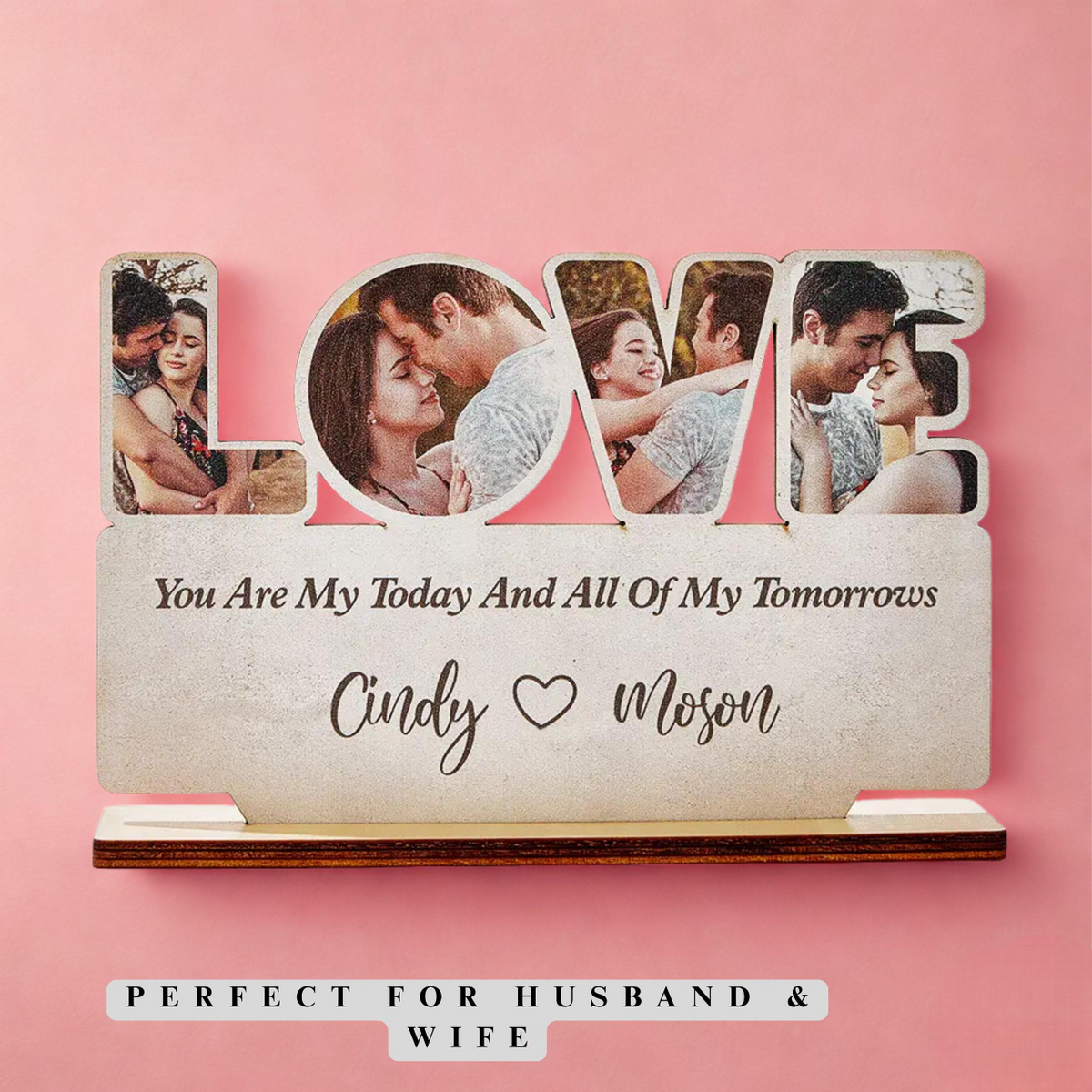 Custom Wooden Love Plaque, Personalized Photo Sign Romantic Home Decoration, Unique Anniversary Keepsake, Husband Wife Lovers Gift for Couples